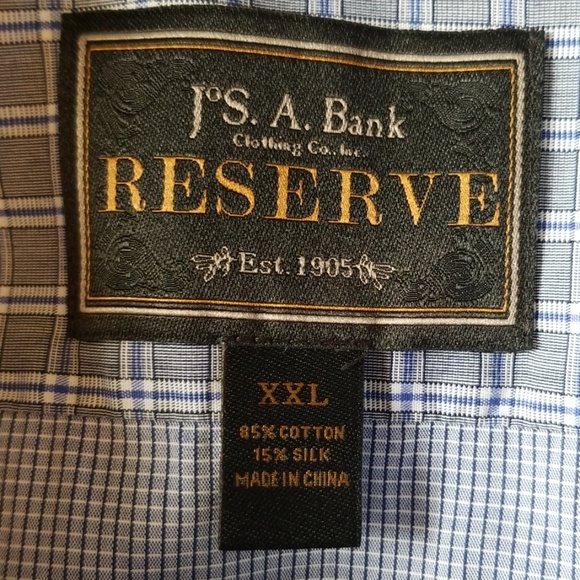 Jos A Bank Reserve Check Dress Shirt Silk Blend - Picture 6 of 6